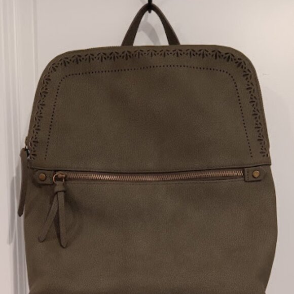Sonoma Goods Green Women's Backpack Purse Travel School Floral Cutout Boho Y2K - Picture 1 of 15